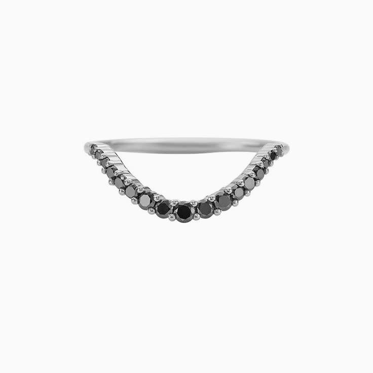 Black diamond chevron wedding ring