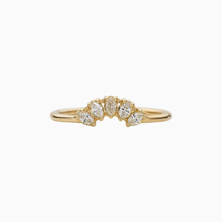 Five marquise chevron wedding band