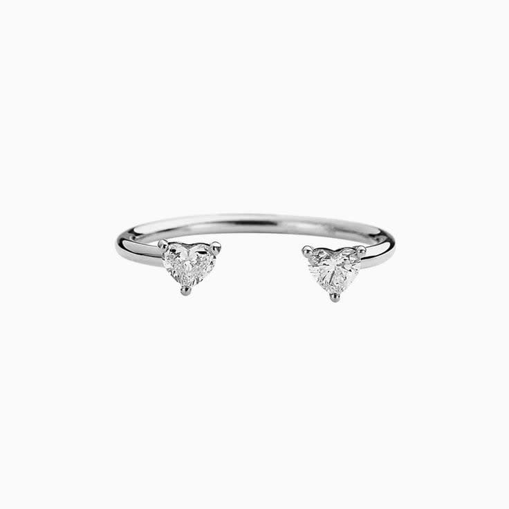 Heart diamond cuff ring
