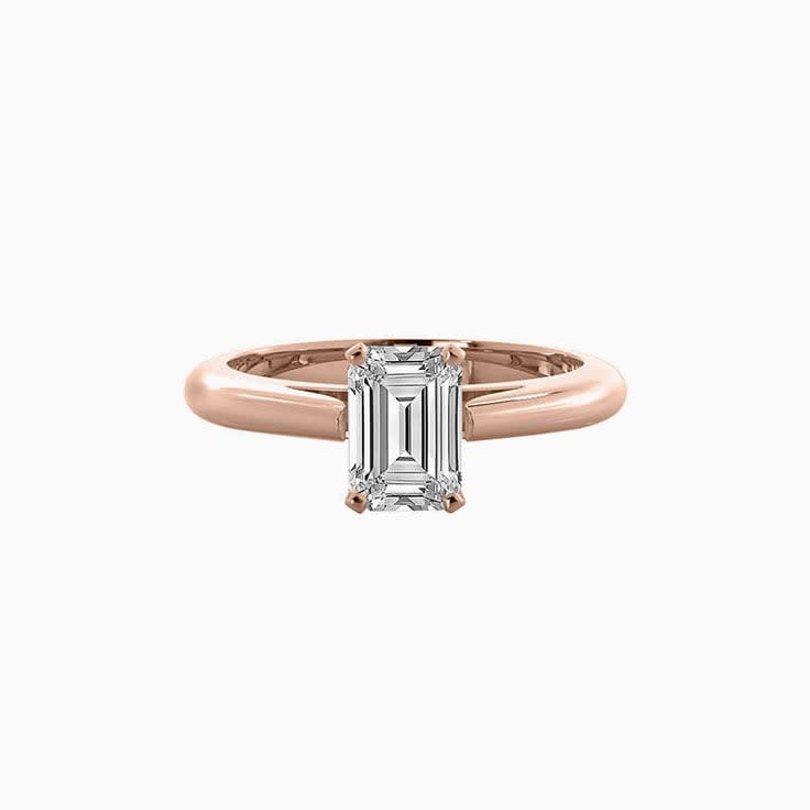 Emerald cut on a solid plain band