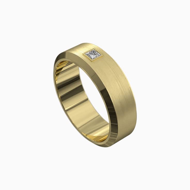 Mens Brushed Diamond Wedding Band