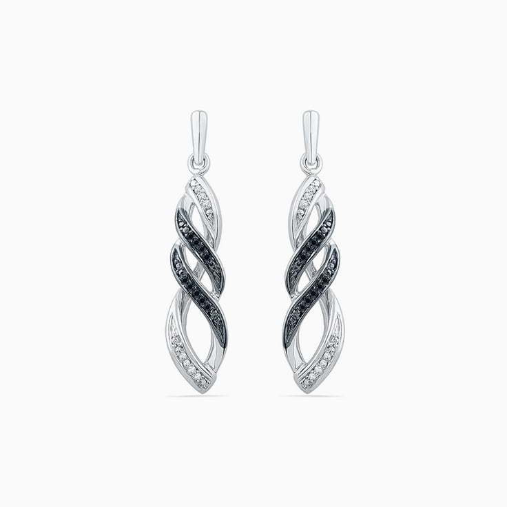 Black And White Diamond Swirls Earrings