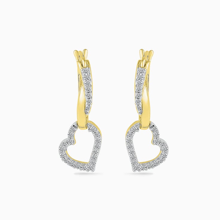 Diamond Heart Drop Earrings