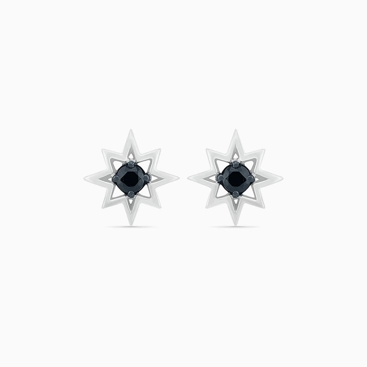 Black Diamond Star Earrings