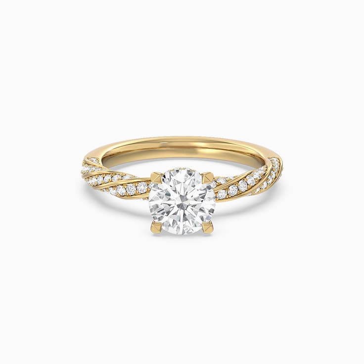 Twisted band round diamond engagement ring