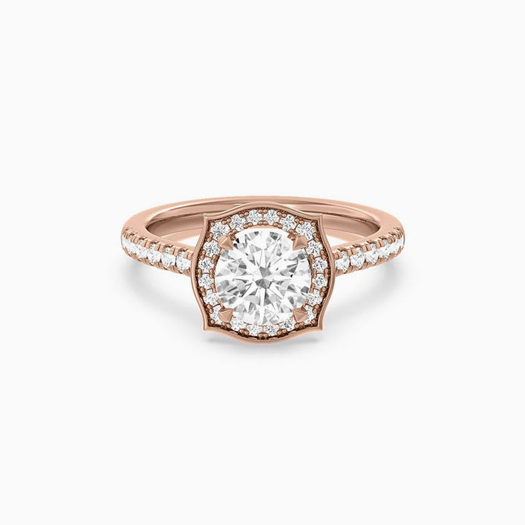 Art deco halo engagement ring