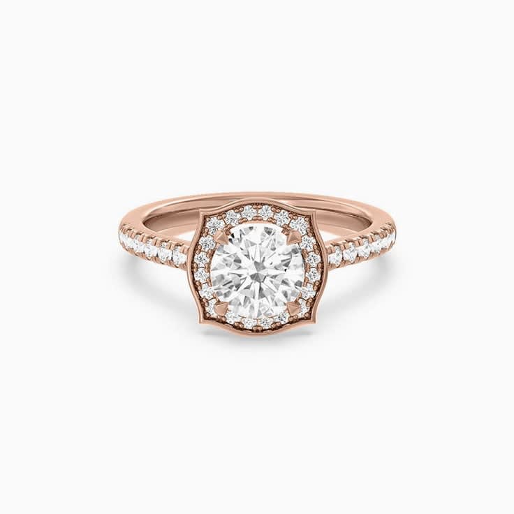 Art deco halo engagement ring