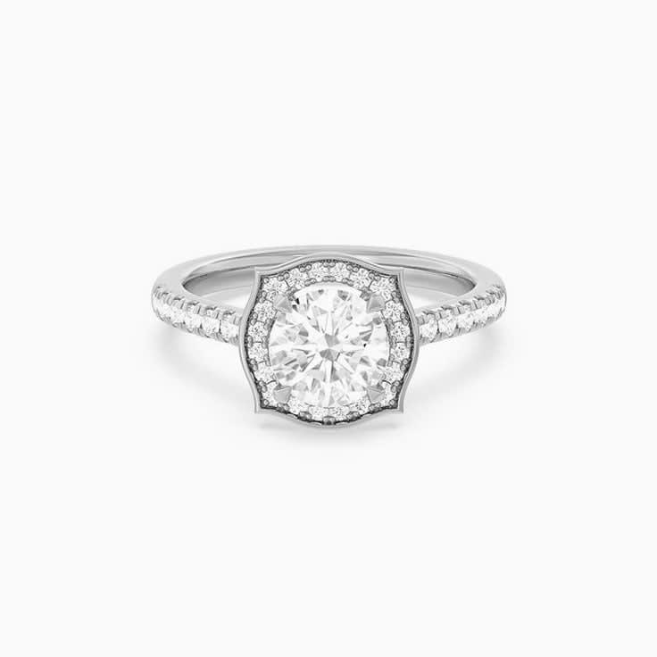 Art deco halo engagement ring