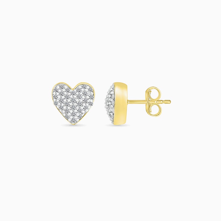 Diamond Heart Stud Earrings