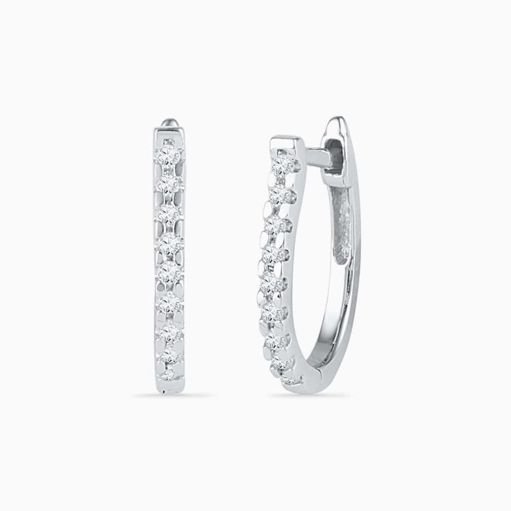 Round Cut Diamond Hoop Earrings