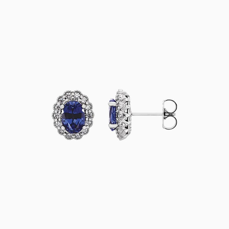 Sapphire And Diamond Halo Studs