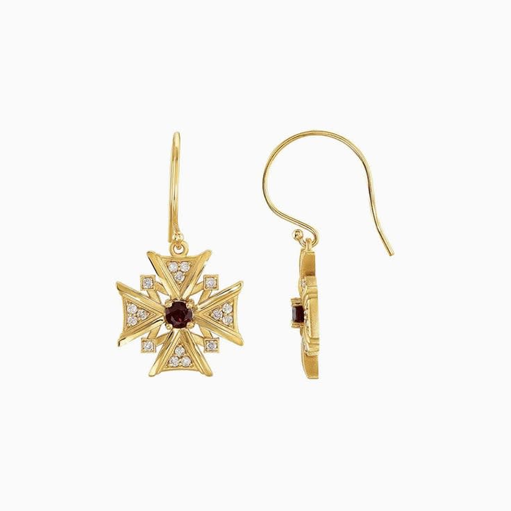 Diamond And Garnet Earrings