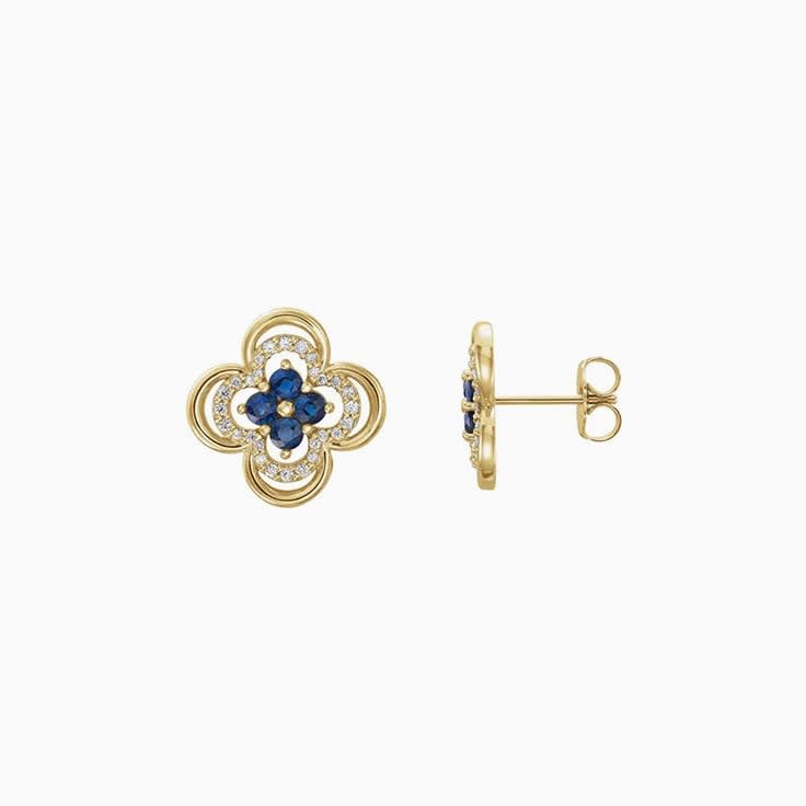 Blue Sapphire And Diamond Earrings