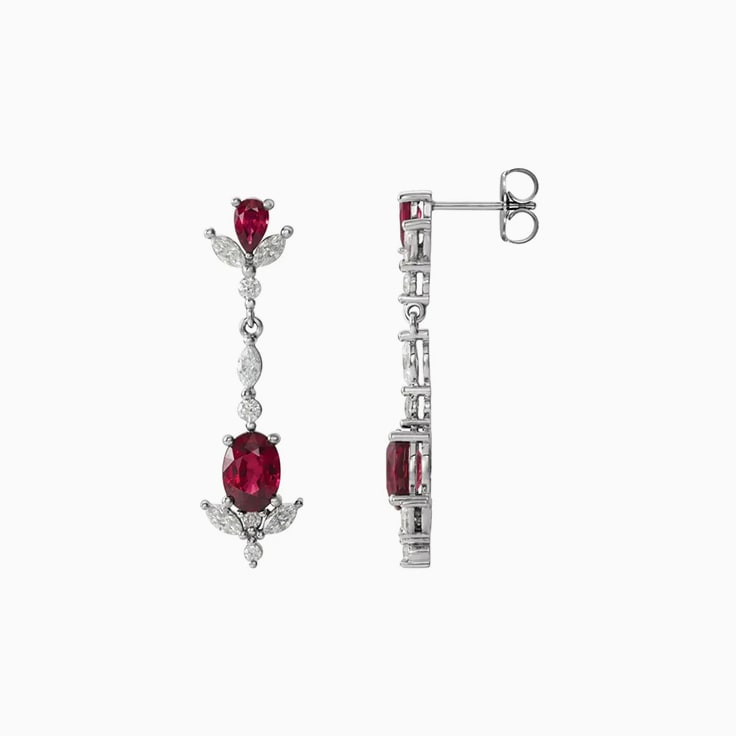 Ruby And Diamond Accented Earrings