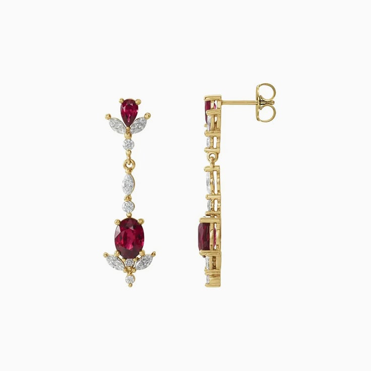 Ruby And Diamond Accented Earrings