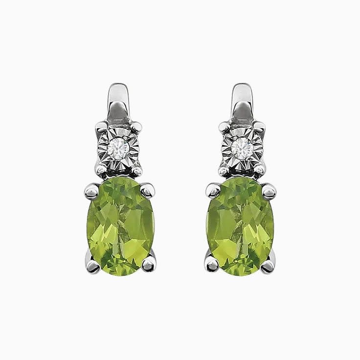 Peridot And Diamond Stud Earrings