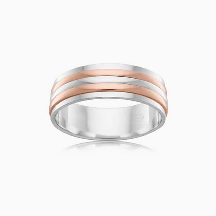 5mm Two Tone Twin Mens Wedding Band