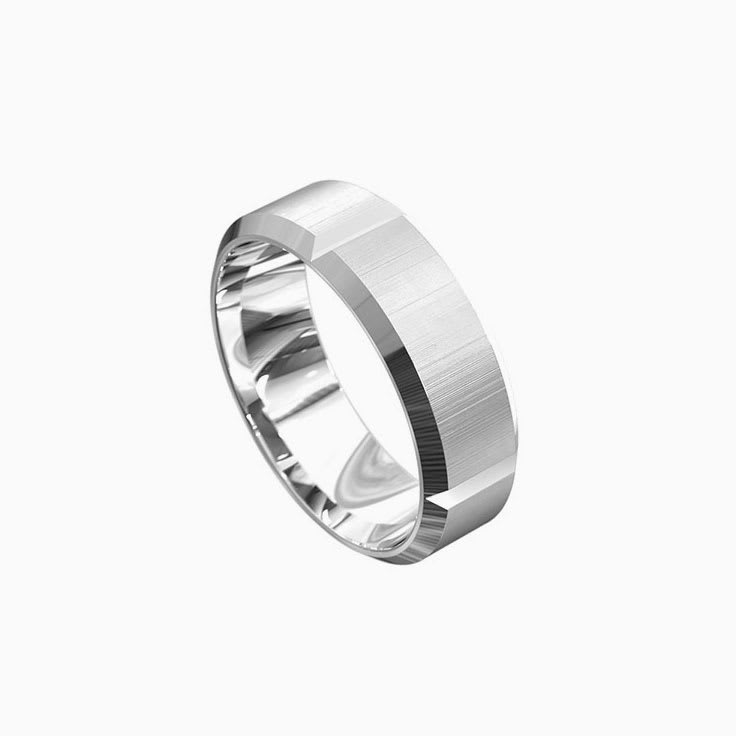 6mm Bevelled Mens Wedding Ring