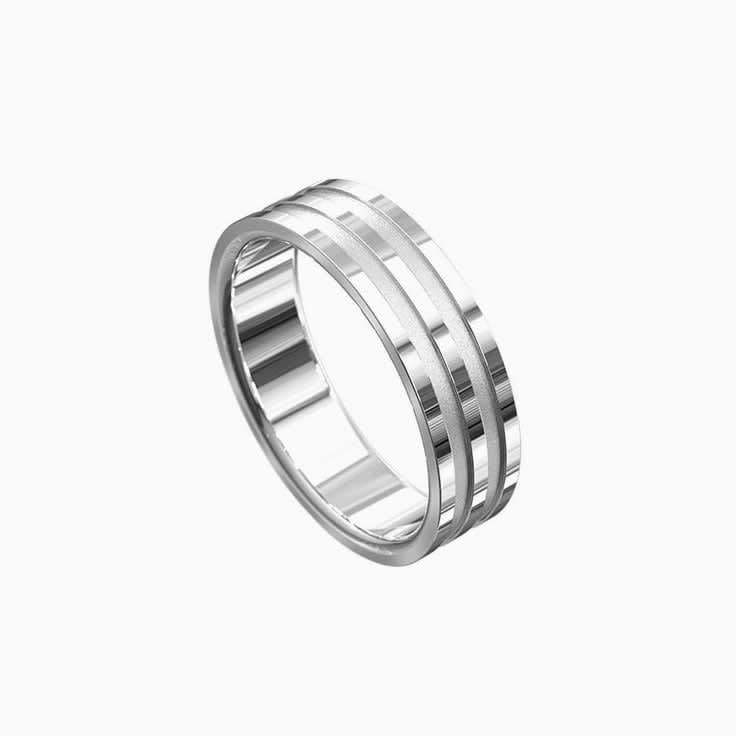 7mm White Gold Mens Wedding Band