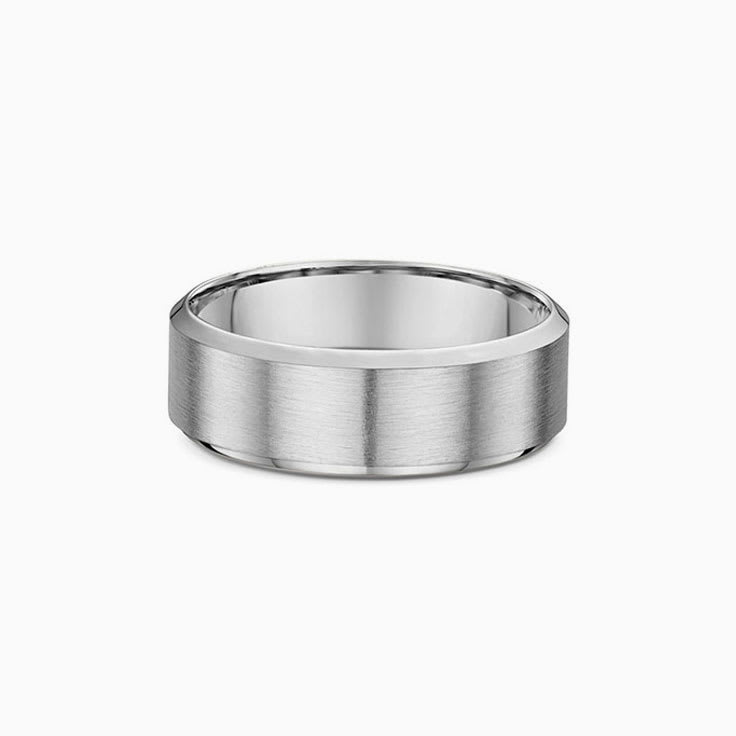 8mm Bevelled Mens Wedding Ring