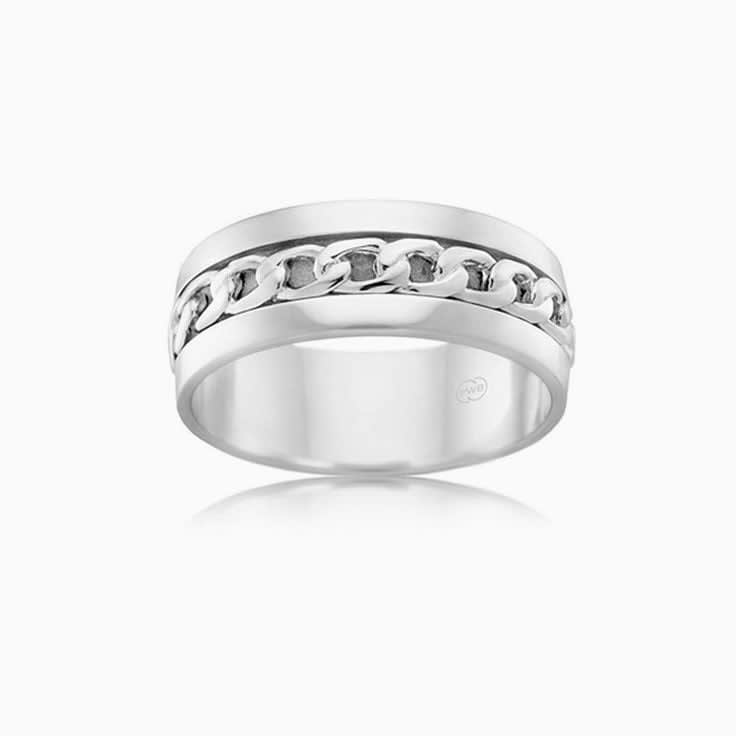 8mm White Gold Mens Wedding Ring