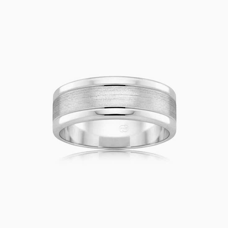 8mm Matt And Polish Mens Wedding Ring