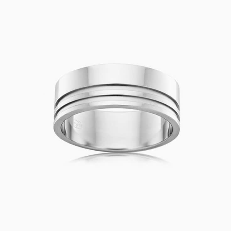 8mm Double Grooved Wedding Ring