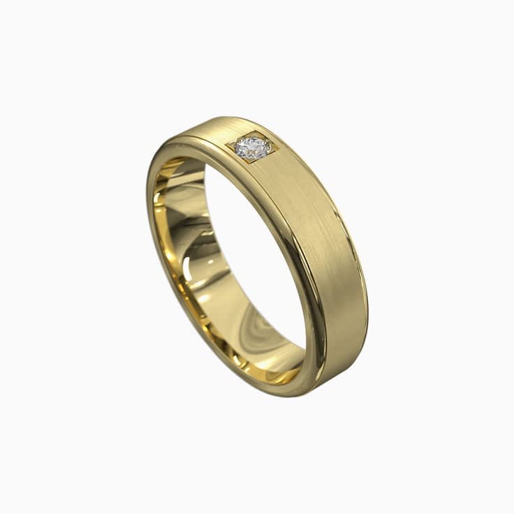 Centre Brushed Mens Wedding Ring