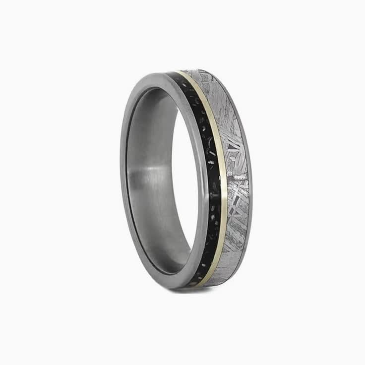 Womens Meteorite Ring With Stardust