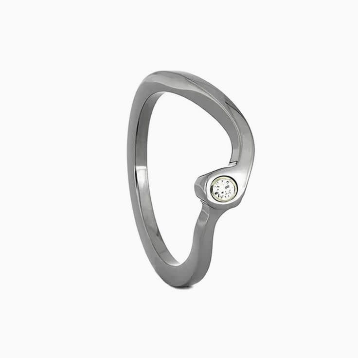 Titanium Wedding Band With Gemstone