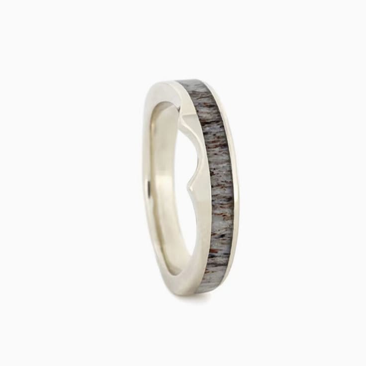 Womens Wedding Band With Antler Inlay