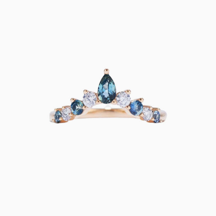 Diamond And London Blue Topaz Curved Band