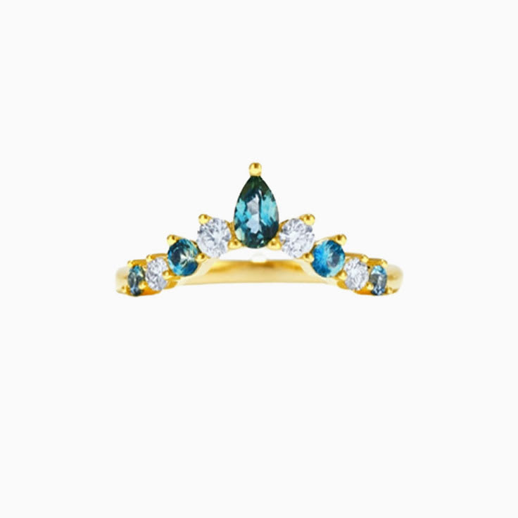Diamond And London Blue Topaz Curved Band