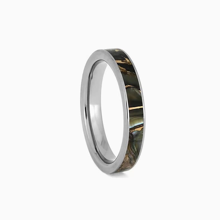 Womens Titanium And Bronze Abalone Wedding Ring