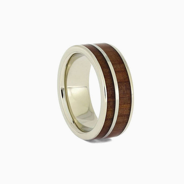 Womens Gold And Cedar Wood Wedding Ring