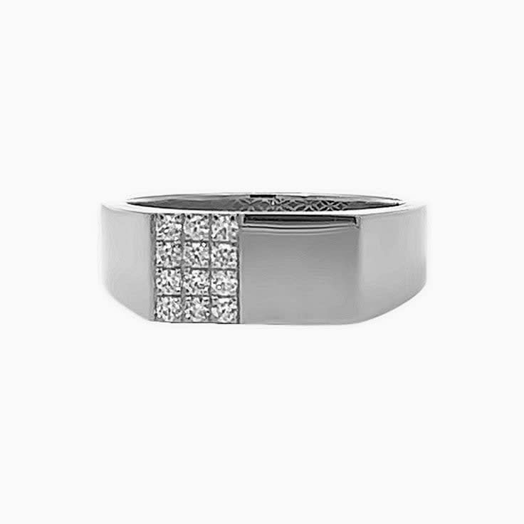 Mens diamond signet ring