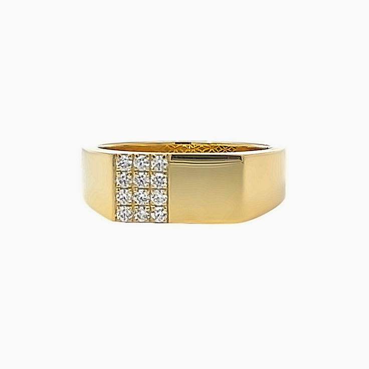 Mens diamond signet ring