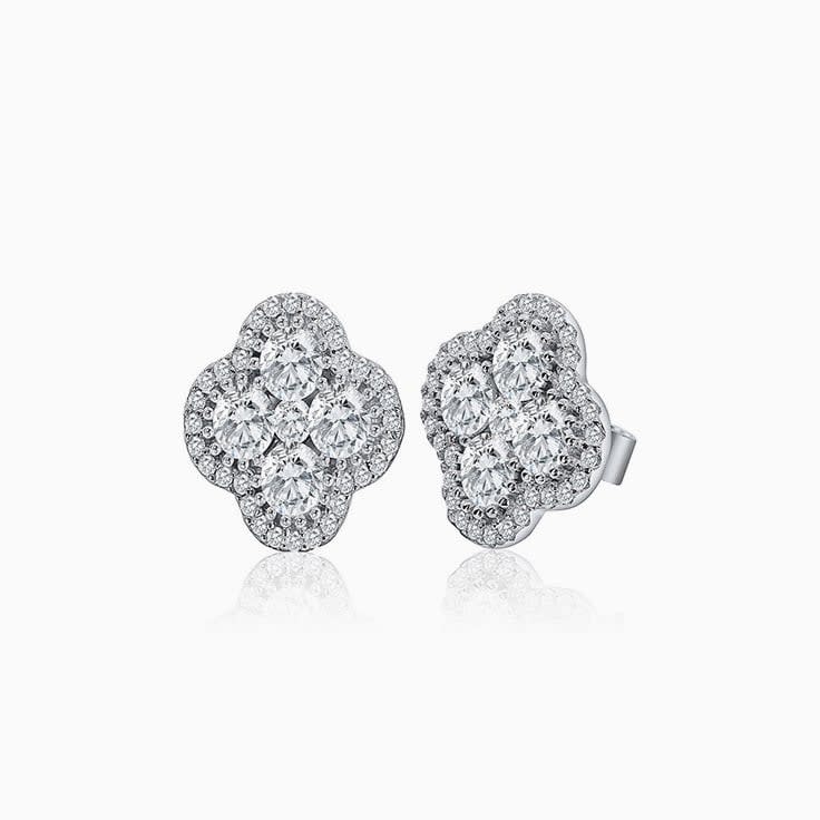 Diamond Flower Stud Earrings
