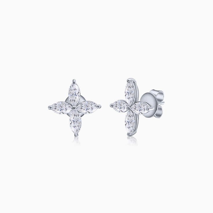Four marquise diamond studs