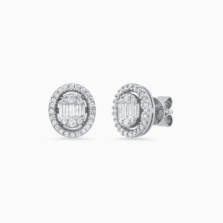 Oval cluster diamond studs