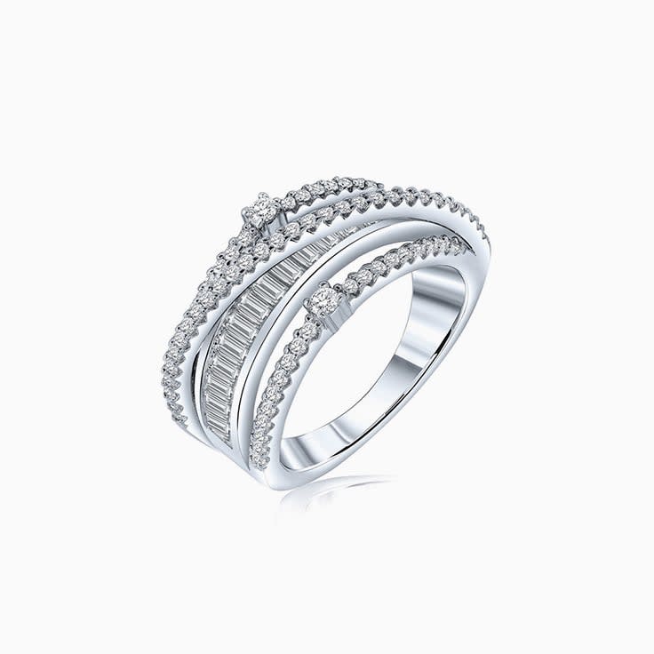 baguette and round diamond ring