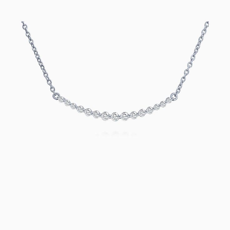 Diamond curved bar necklace