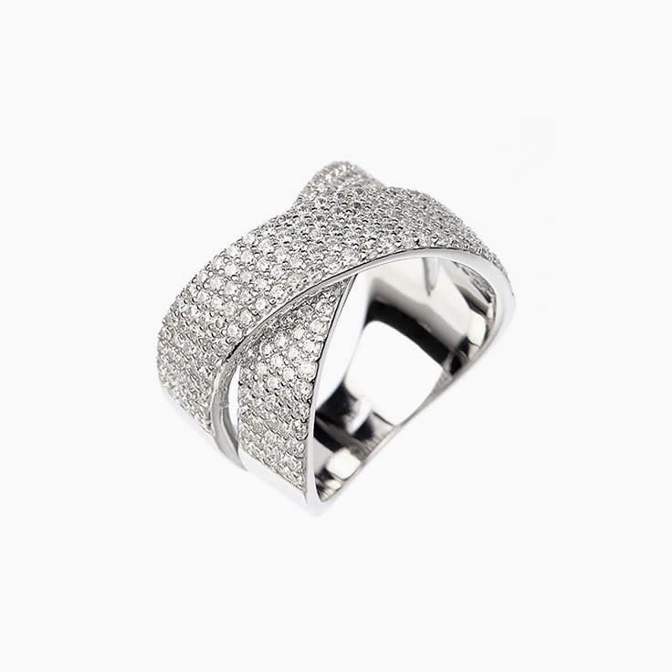Fancy crossover diamond dress ring