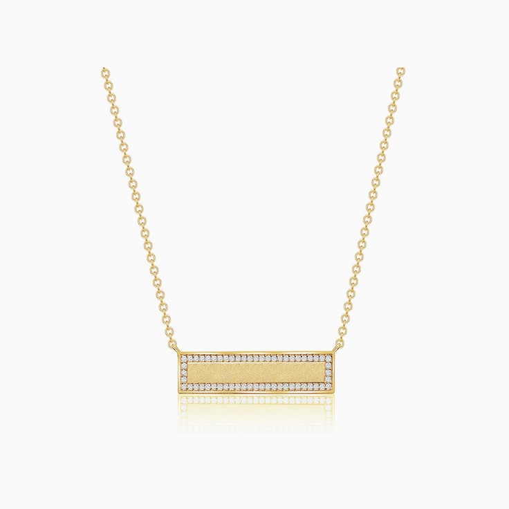 Gold bar necklace with diamonds