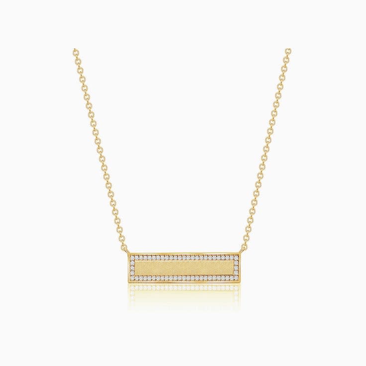 Gold bar necklace with diamonds