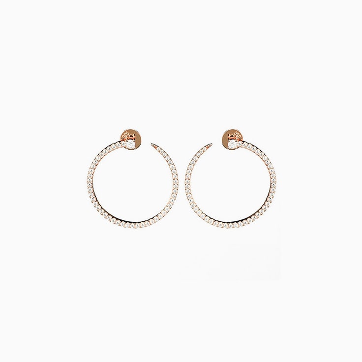 Pave Set Circle Diamond Earrings