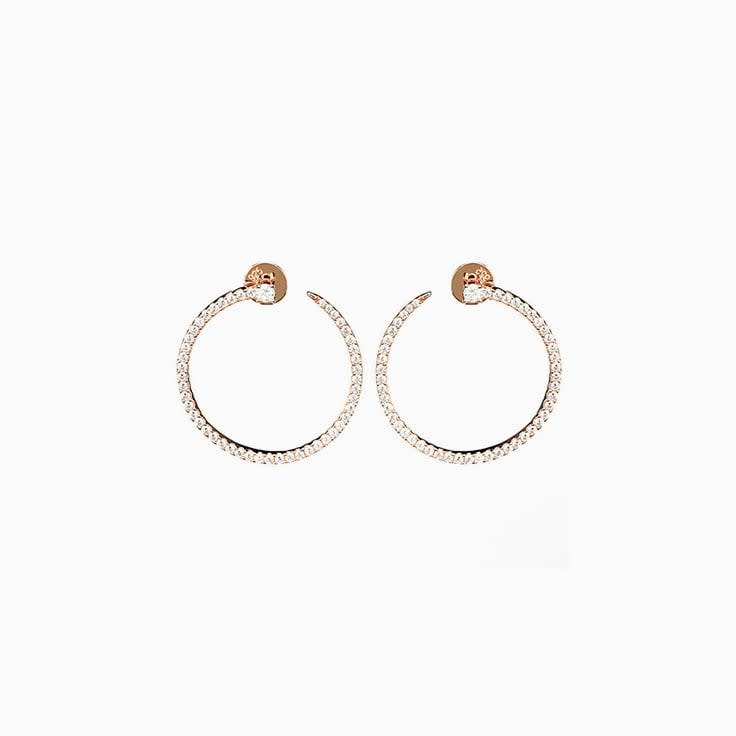 Pave Set Circle Diamond Earrings