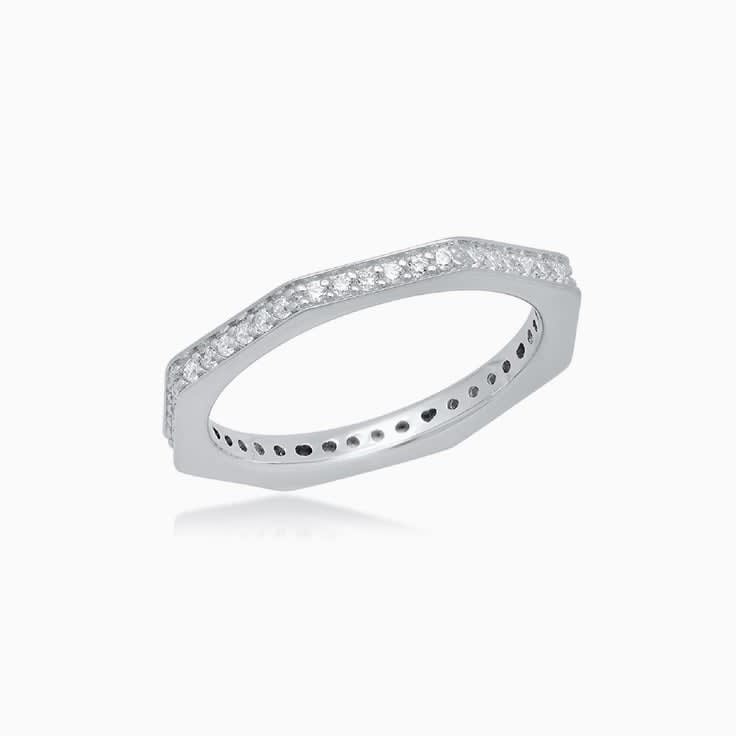 Octagon diamond wedding band