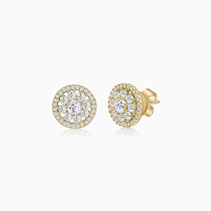 Round diamond cluster ear studs