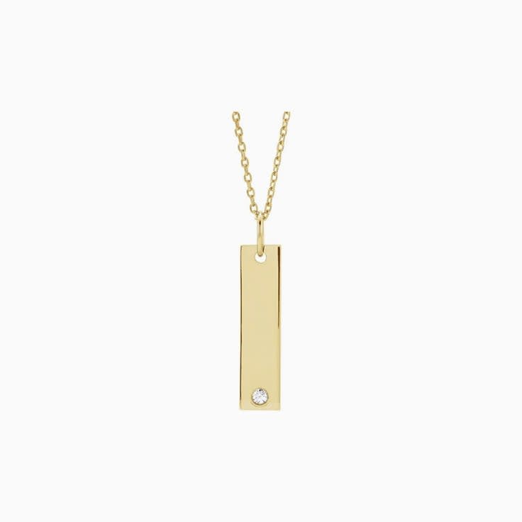 Engraved diamond bar necklace
